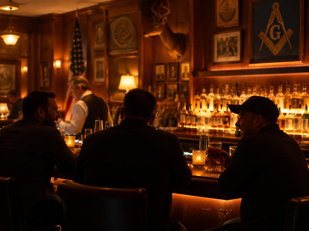 Inside the Eagles Lodge bar on a busy evening